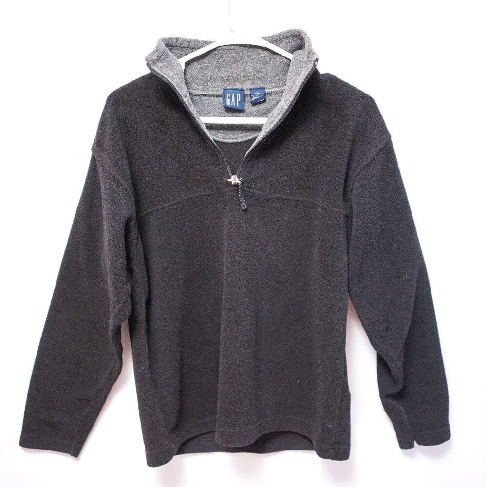 Vintage GAP 90s Y2K 1/4 Zip Fleece Pullover Women’s L - 2XL Black Gray Gorpcore